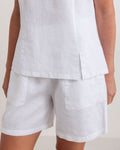 LINEN SHELL TOP WITH SPLIT WHITE