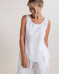 LINEN SHELL TOP WITH SPLIT WHITE