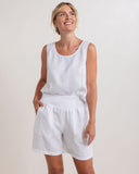 LINEN SHELL TOP WITH SPLIT WHITE