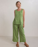 LINEN SHELL TOP WITH SPLIT PISTACHIO