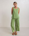LINEN SHELL TOP WITH SPLIT PISTACHIO