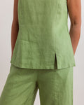 LINEN SHELL TOP WITH SPLIT PISTACHIO