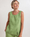 LINEN SHELL TOP WITH SPLIT PISTACHIO