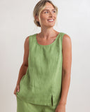 LINEN SHELL TOP WITH SPLIT PISTACHIO