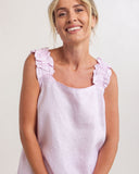LINEN PINK SQUARE NECK TOP