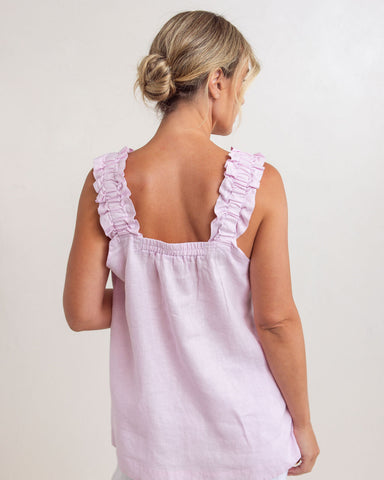 LINEN PINK SQUARE NECK TOP