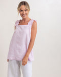 LINEN PINK SQUARE NECK TOP