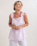 LINEN PINK SQUARE NECK TOP