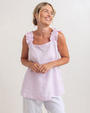 LINEN PINK SQUARE NECK TOP