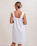 LINEN SQUARE NECK DRESS WHITE (LINED)