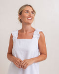 LINEN SQUARE NECK DRESS WHITE (LINED)
