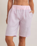 LINEN PINK RIB WAIST SHORT
