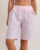 LINEN PINK RIB WAIST SHORT