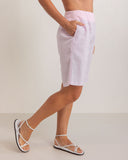 LINEN PINK RIB WAIST SHORT