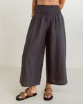 LINEN SHIRRED WAIST PANT CHARCOAL