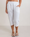 LINEN 3/4 RIB WAIST PANT