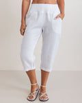 LINEN 3/4 RIB WAIST PANT