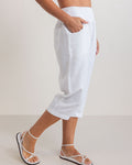LINEN 3/4 RIB WAIST PANT