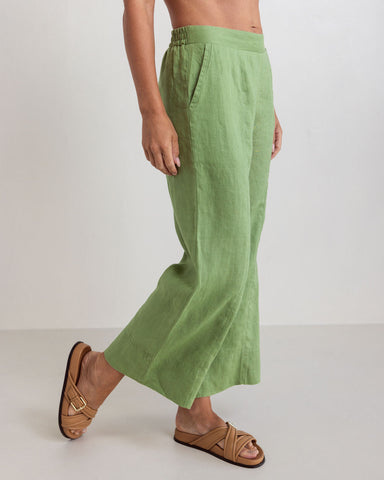 LINEN 7/8 SEAM DETAIL WIDE LEG PANT
