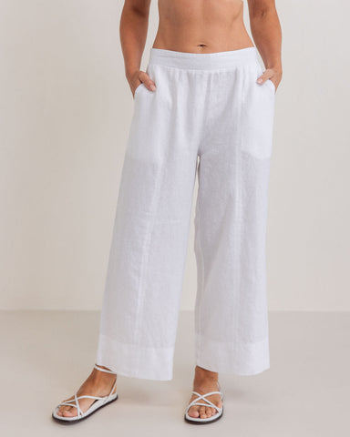 LINEN 7/8 SEAM DETAIL WIDE LEG PANT