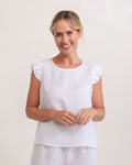 LINEN/VISCOSE RUFFLE TOP