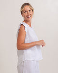 LINEN/VISCOSE RUFFLE TOP