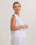 LINEN/VISCOSE RUFFLE TOP