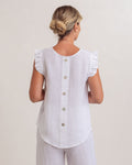 LINEN/VISCOSE RUFFLE TOP