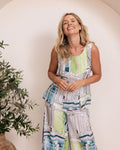 LINEN SHELL TOP WITH SPLIT ROME PRINT