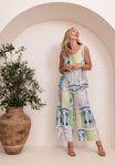 LINEN SHELL TOP WITH SPLIT ROME PRINT