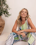 LINEN SHELL TOP WITH SPLIT ROME PRINT