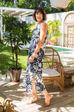 LINEN V NECK MAXI WITH SPLITS