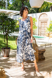 LINEN V NECK MAXI WITH SPLITS