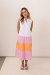 COTTON TIERED SPLICED DRESS