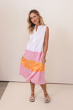 COTTON TIERED SPLICED DRESS