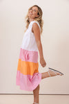 COTTON TIERED SPLICED DRESS