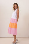 COTTON TIERED SPLICED DRESS