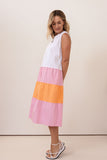 COTTON TIERED SPLICED DRESS