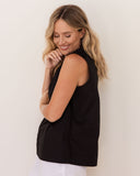 COTTON POPLIN GATHERED DETAIL V TANK