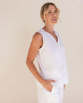 COTTON POPLIN GATHERED DETAIL V TANK