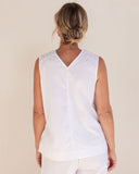 COTTON POPLIN GATHERED DETAIL V TANK