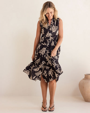 COTTON TIERED DRESS (LINED)