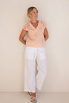 COTTON V NECK BUTTON DETAIL TOP