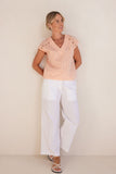 COTTON V NECK BUTTON DETAIL TOP