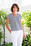 COTTON BUTTON NECK DETAIL TOP