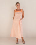 COTTON PINAFORE DRESS TANGERINE