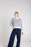 STRIPE SWEAT W/EMBROIDERED LOGO