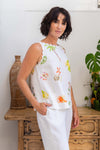 LINEN SCALLOP TANK FLORAL