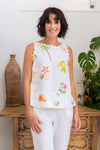 LINEN SCALLOP TANK FLORAL