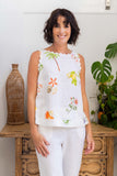 LINEN SCALLOP TANK FLORAL